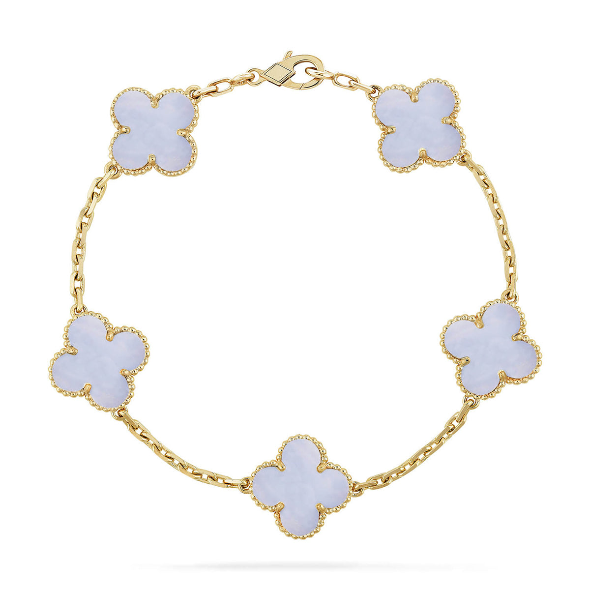 [Camiery] CLOVER 5 MOTIF PURPLE CHALCEDONY BRACELET COLLECTION