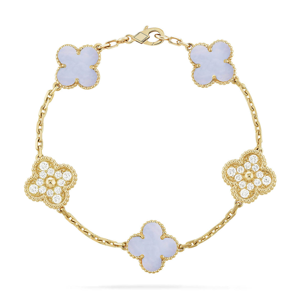 [Camiery] CLOVER 5 MOTIF PURPLE CHALCEDONY BRACELET COLLECTION