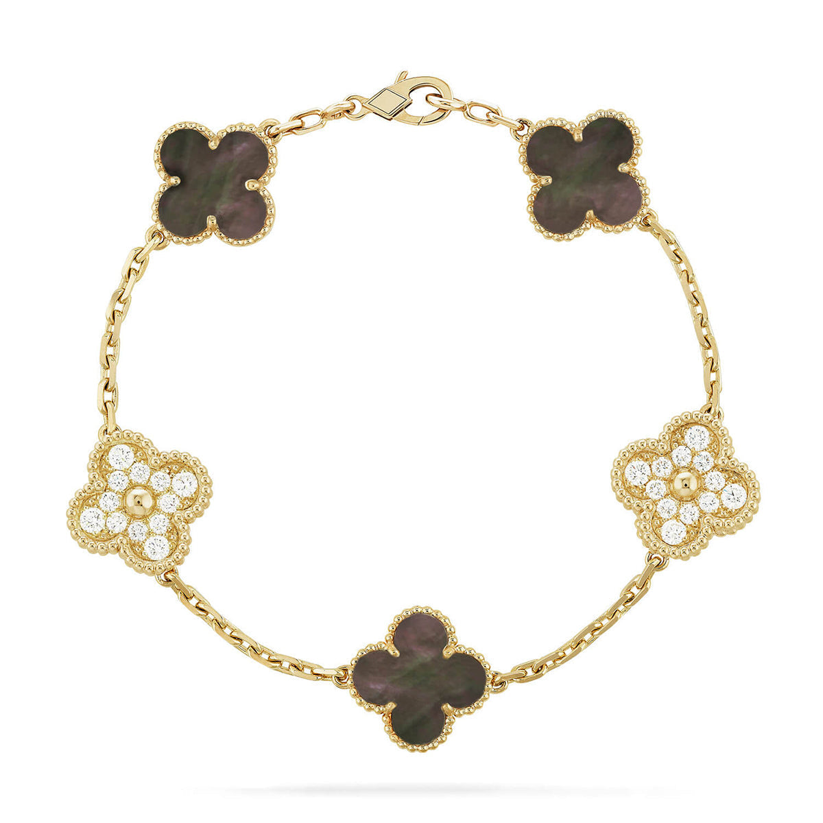 [Camiery] CLOVER 5 MOTIF GRAY MOP BRACELET COLLECTION