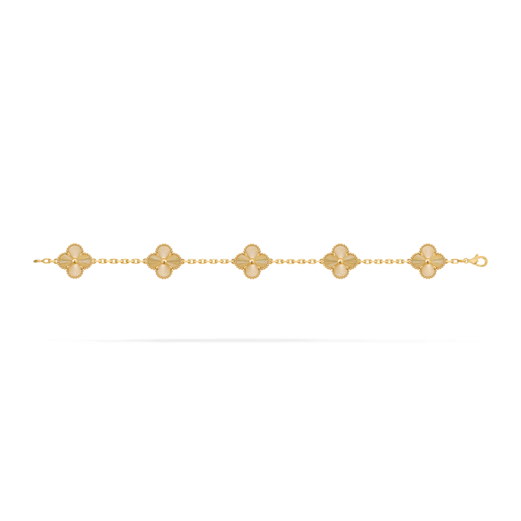 [Camiery] VA CLOVER 5 MOTIFS LASER GOLD BRACELET