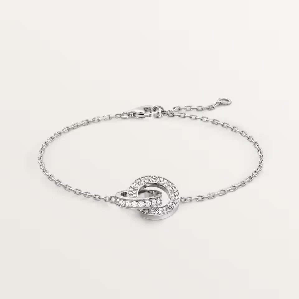 [Camiery] LOVE DOUBLE RING FULL DIAMOND BRACELET