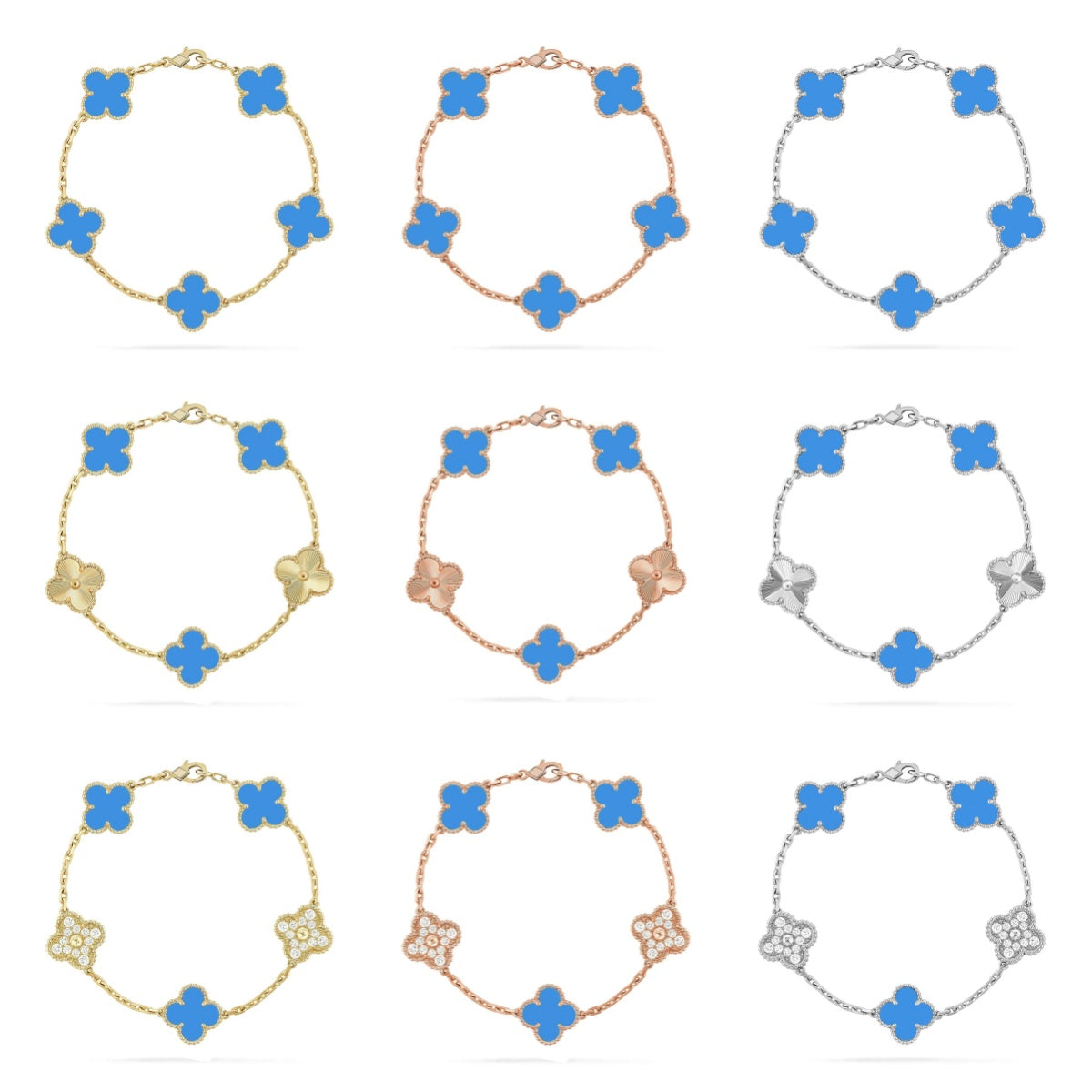 [Camiery] CLOVER 5 MOTIF BLUE AGATE BRACELET COLLECTION