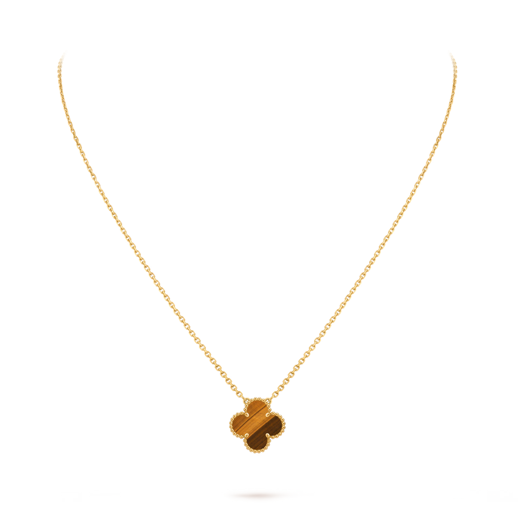 [Camiery] VA CLOVER 15MM TIGER EYE GOLD NECKLACE