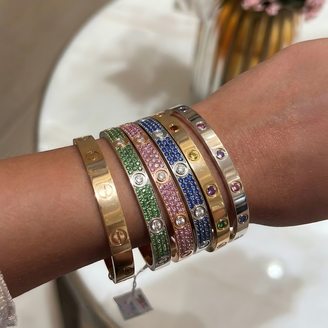 [Camiery]2026 PAVE GEMSTONE LOVE BRACELET 6.1MM 10 DIAMONDS