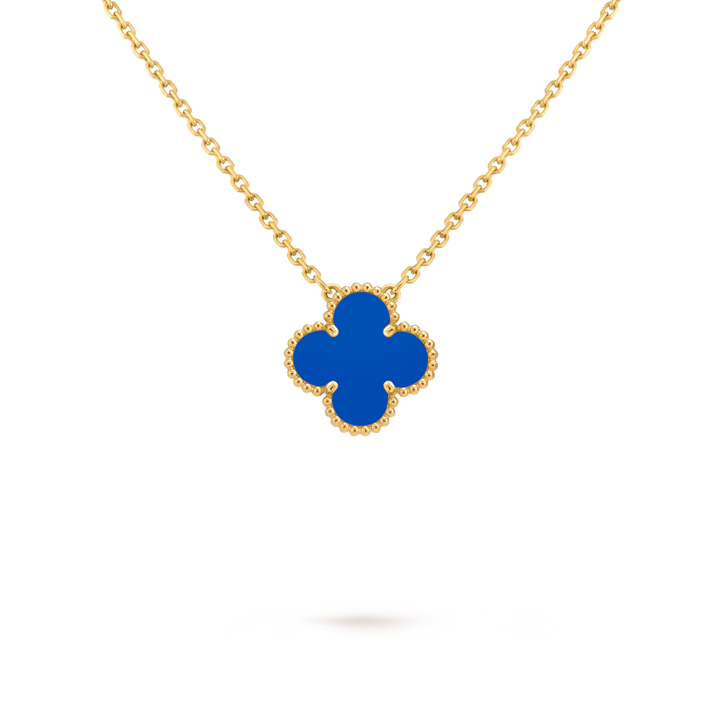 [Camiery] VA CLOVER 15MM BLUE AGATE GOLD NECKLACE