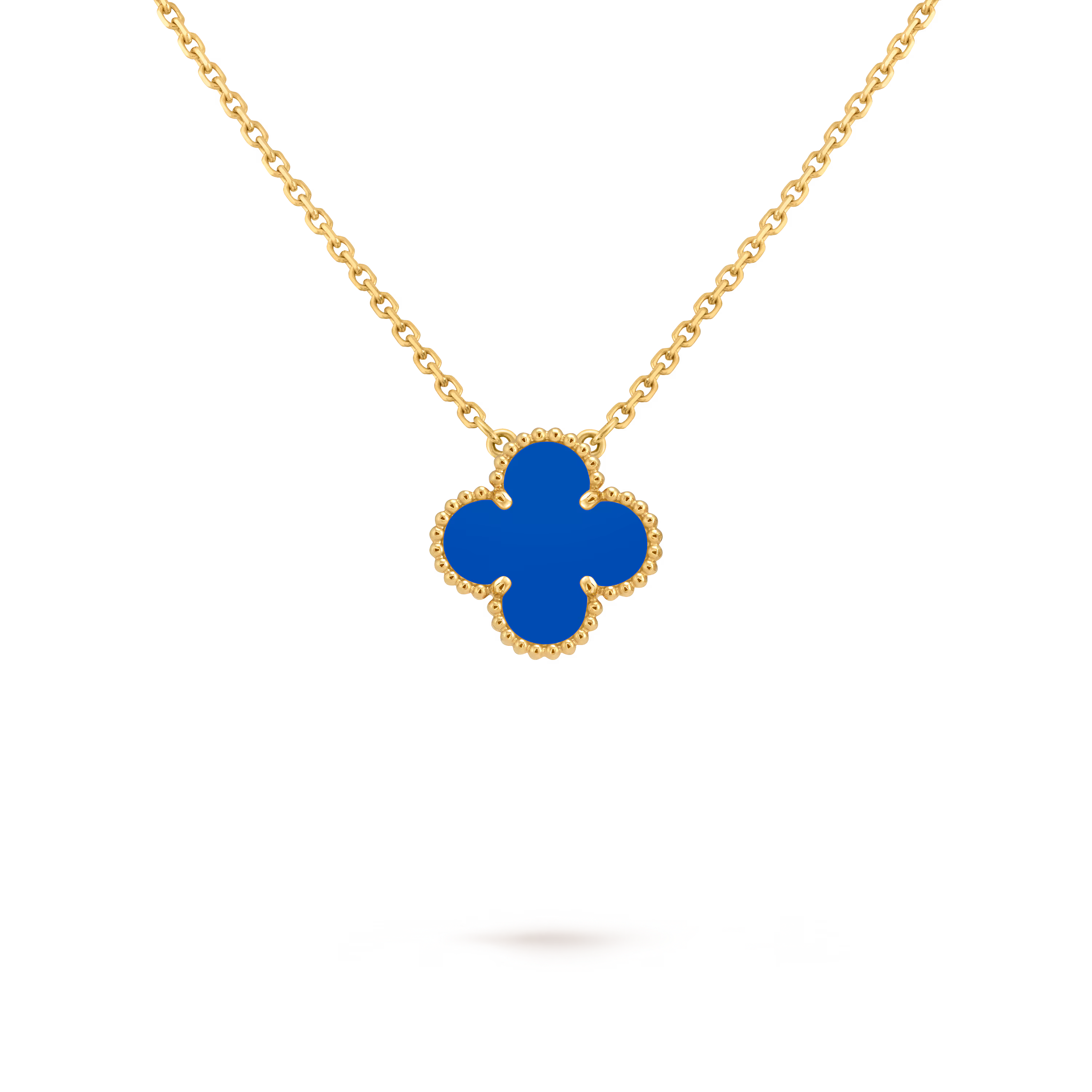 [Camiery] VA CLOVER 15MM BLUE AGATE GOLD NECKLACE