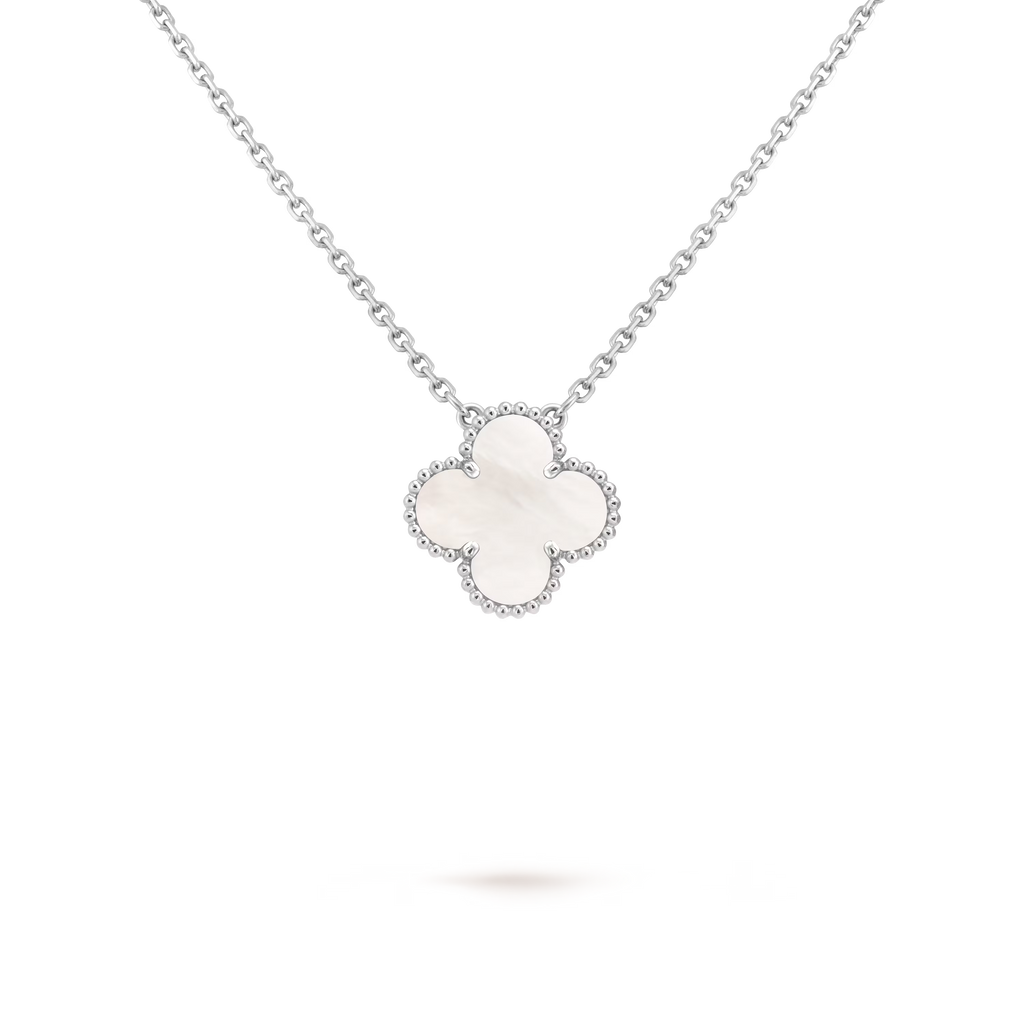 [Camiery] VA CLOVER 15MM WHITE PEARL MOP WHITE GOLD NECKLACE