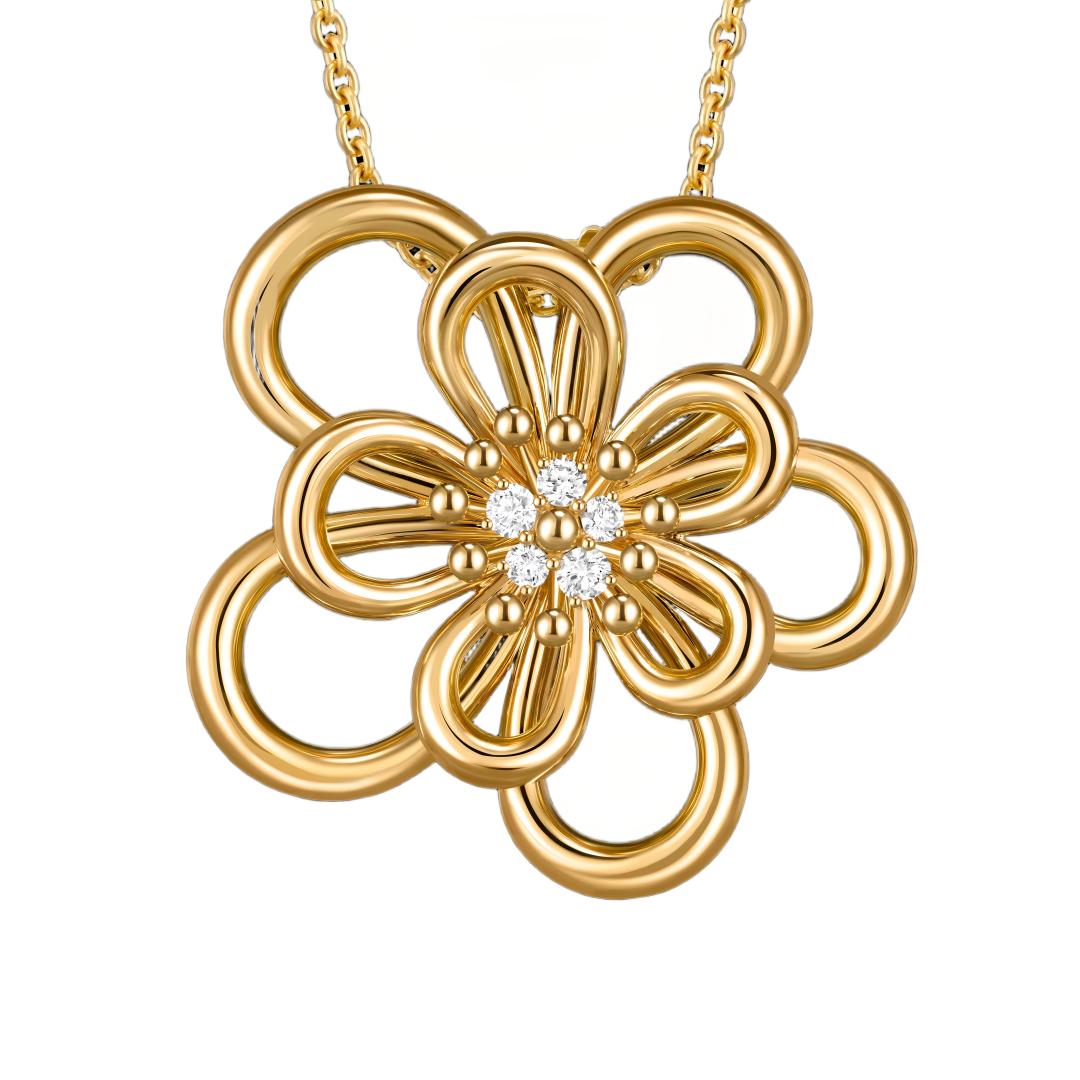 [Camiery]Flowerlace Clip Pendant Necklace 5 stones