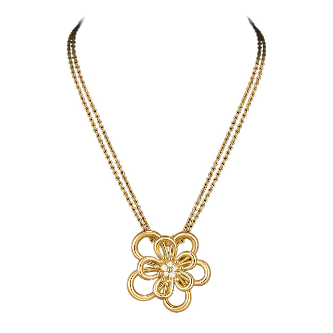 [Camiery]Flowerlace Clip Pendant Necklace 5 stones