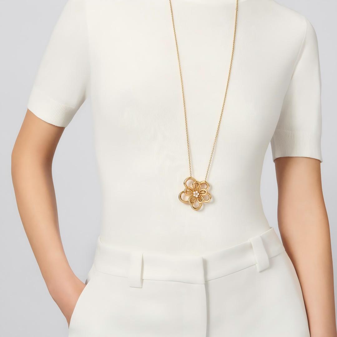 [Camiery]Flowerlace Clip Pendant Necklace 5 stones