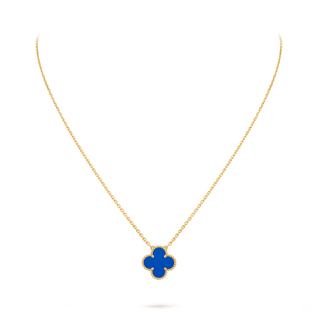 [Camiery] VA CLOVER 15MM BLUE AGATE GOLD NECKLACE