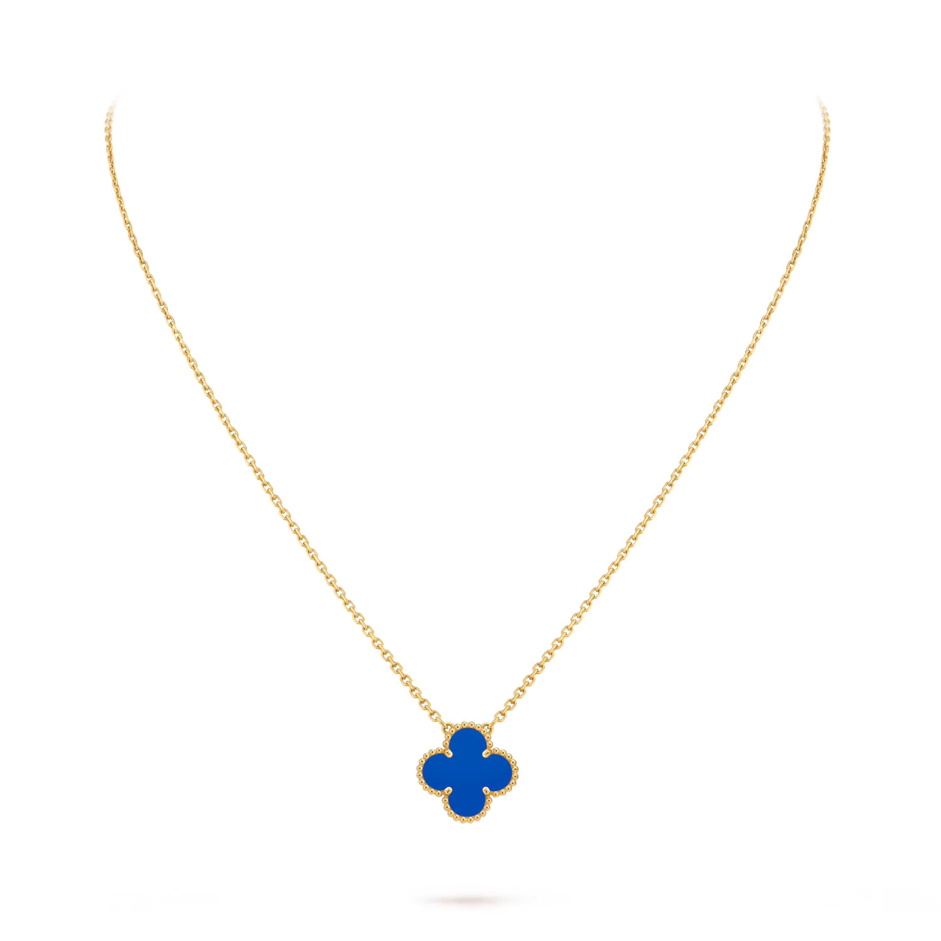 [Camiery] VA CLOVER 15MM BLUE AGATE GOLD NECKLACE