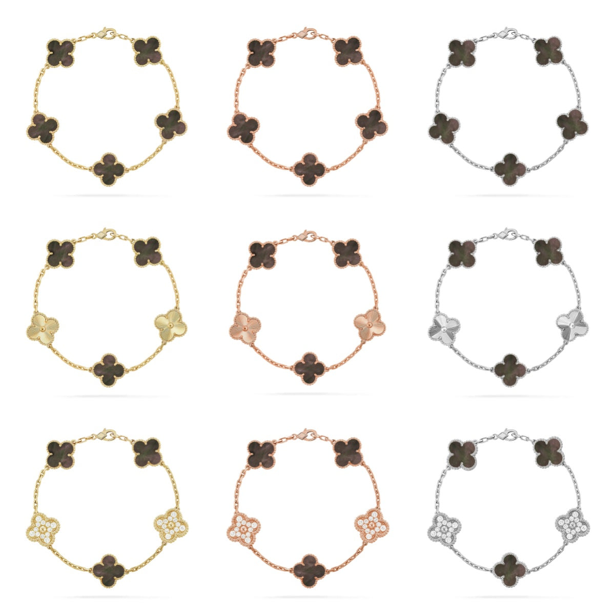 [Camiery] CLOVER 5 MOTIF GRAY MOP BRACELET COLLECTION