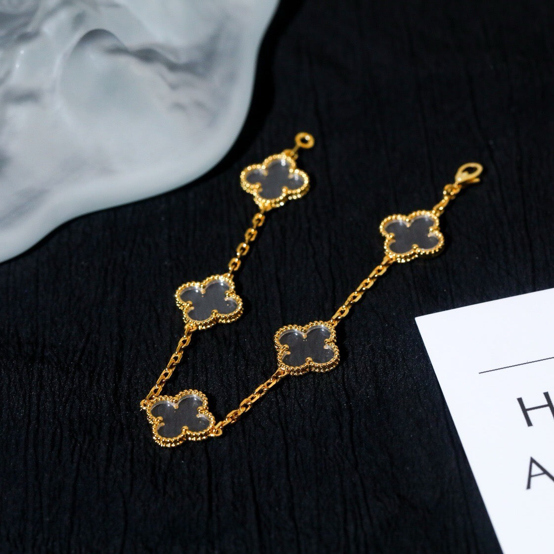 [Camiery]CLOVER 5 MOTIF ROCK CRYSTAL BRACELET