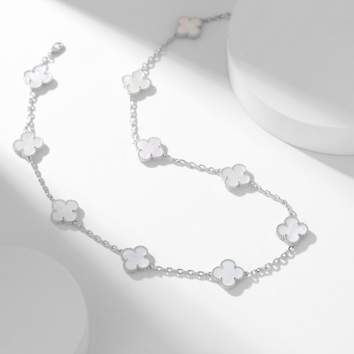 [Camiery]CLOVER 10 MOTIFS WHITE MOTHER OF PEARL NECKLACE