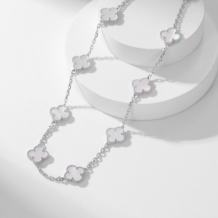 [Camiery]CLOVER 10 MOTIFS WHITE MOTHER OF PEARL NECKLACE