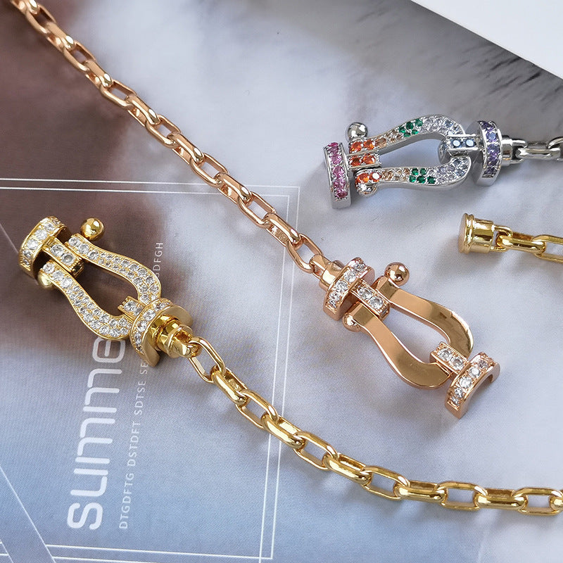 [CLOVER JEWELRY]FORCE LARGE HORSESHOE CLASP  METAL BRACELET