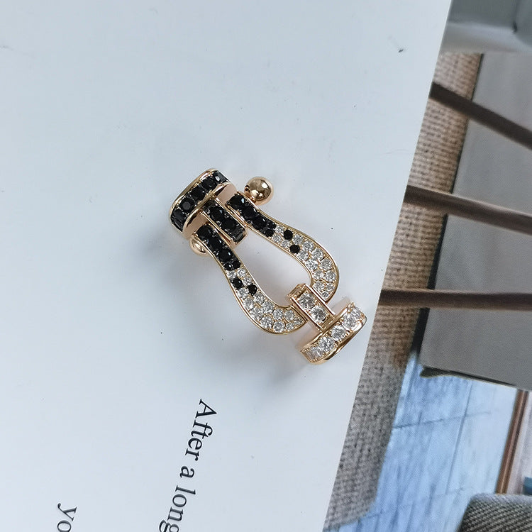 [CLOVER JEWELRY]FORCE LARGE HORSESHOE BLACK WHITE DIAMOND BRACELET ROSE GOLD