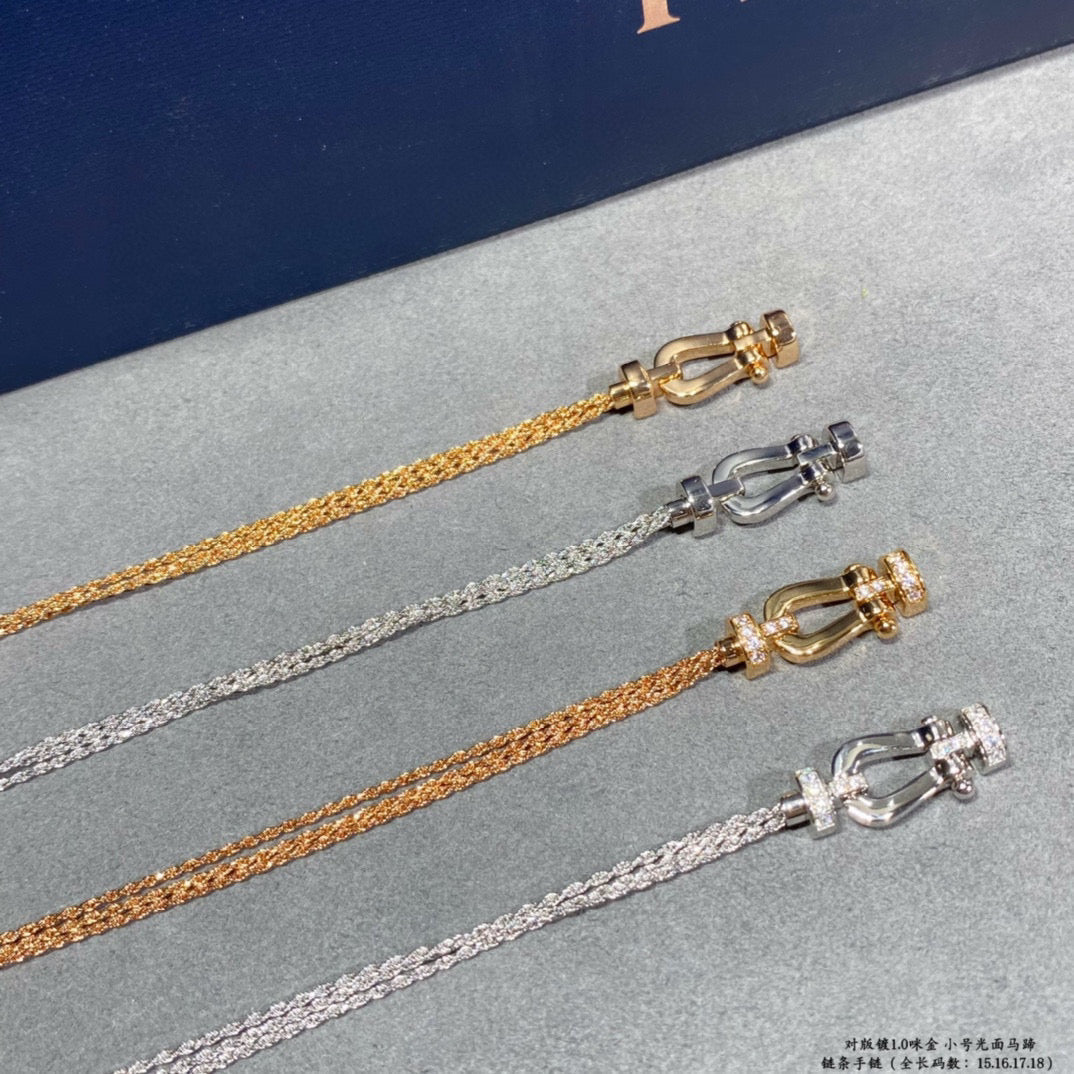 [CLOVER JEWELRY]FORCE SMALL HORSESHOE  DIAMOND CHAIN ROPE BRACELET