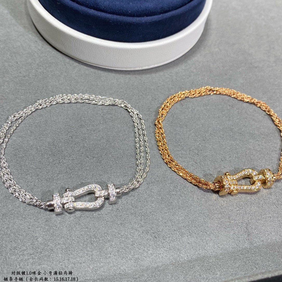 [CLOVER JEWELRY]FORCE SMALL HORSESHOE  DIAMOND CHAIN ROPE BRACELET