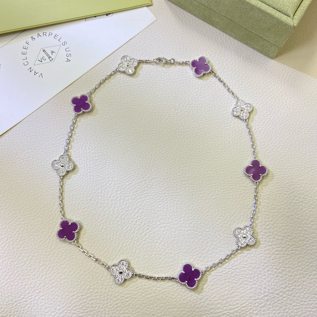 [Camiery]CLOVER 10 MOTIFS  PURPLE VIOLET DIAMOND NECKLACE