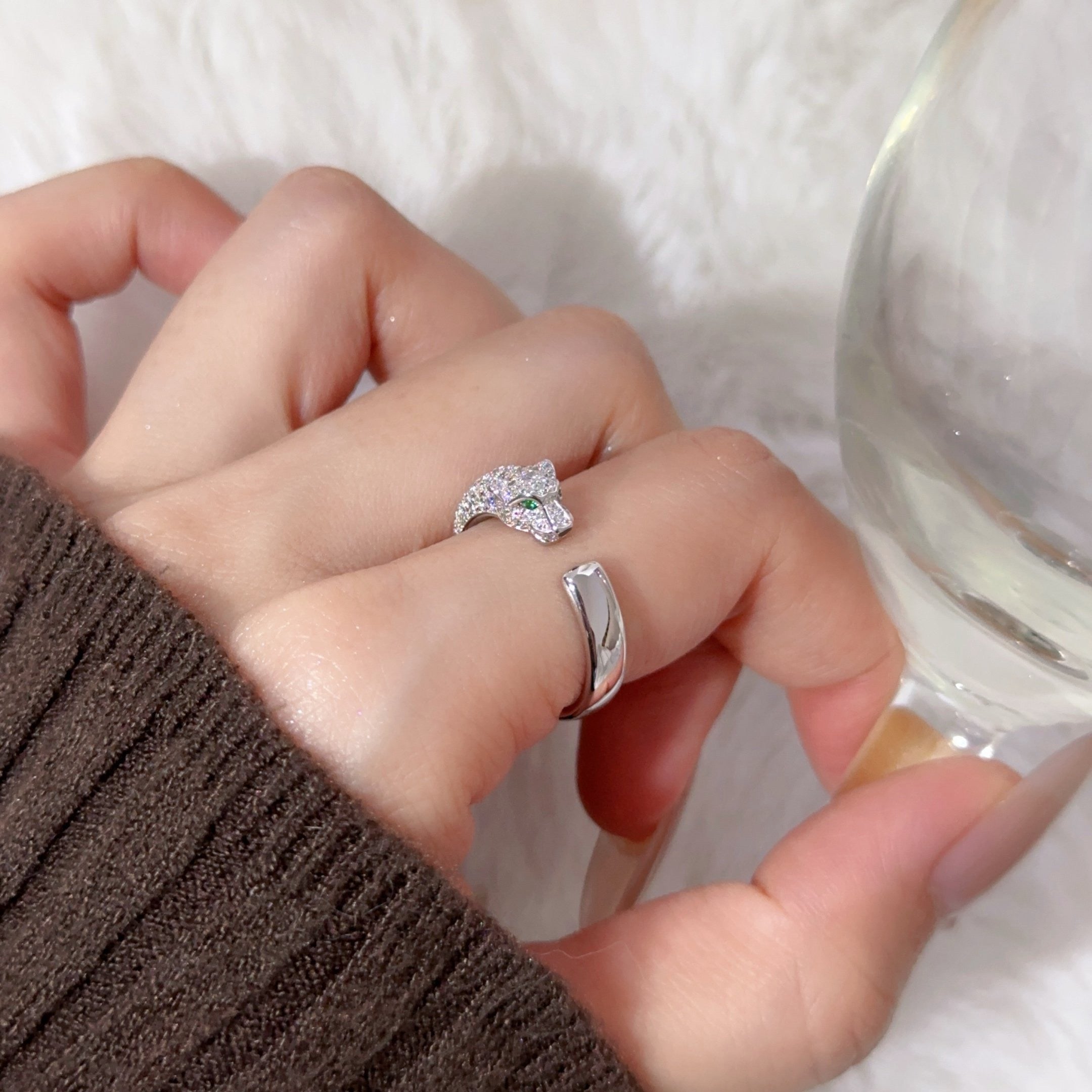 [Camiery] PANTHERE HALF DIAMOND SMALL RING