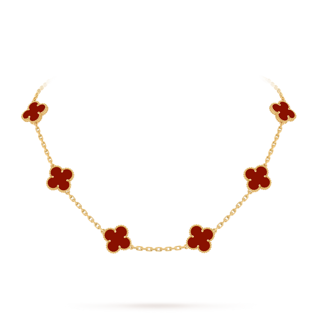 [Camiery] VA CLOVER 10 MOTIFS CARNELIAN NECKLACE