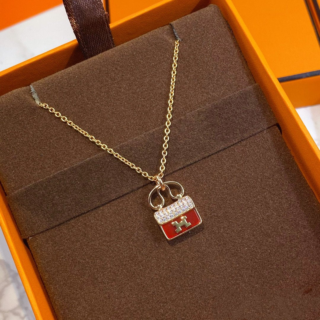 [Camiery]CONSTANCE RED PEDANT PINK GOLD NECKLACE