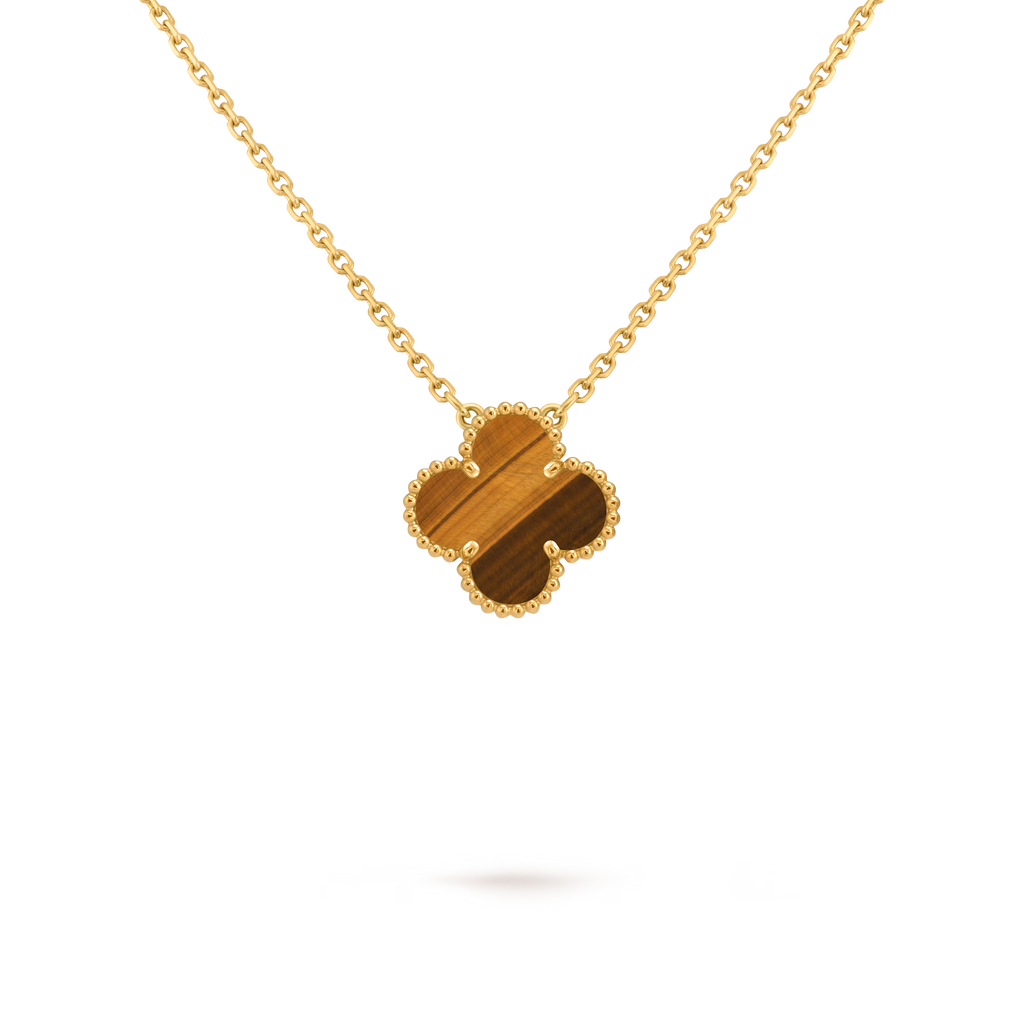 [Camiery] VA CLOVER 15MM TIGER EYE GOLD NECKLACE