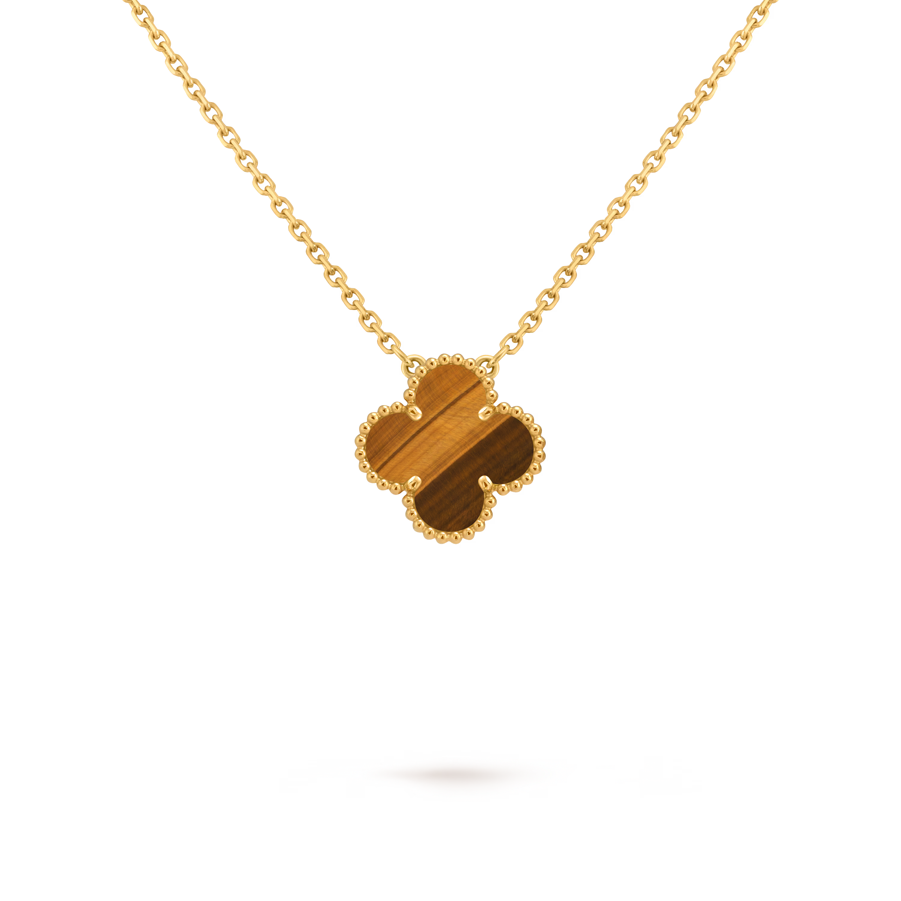 [Camiery] VA CLOVER 15MM TIGER EYE GOLD NECKLACE