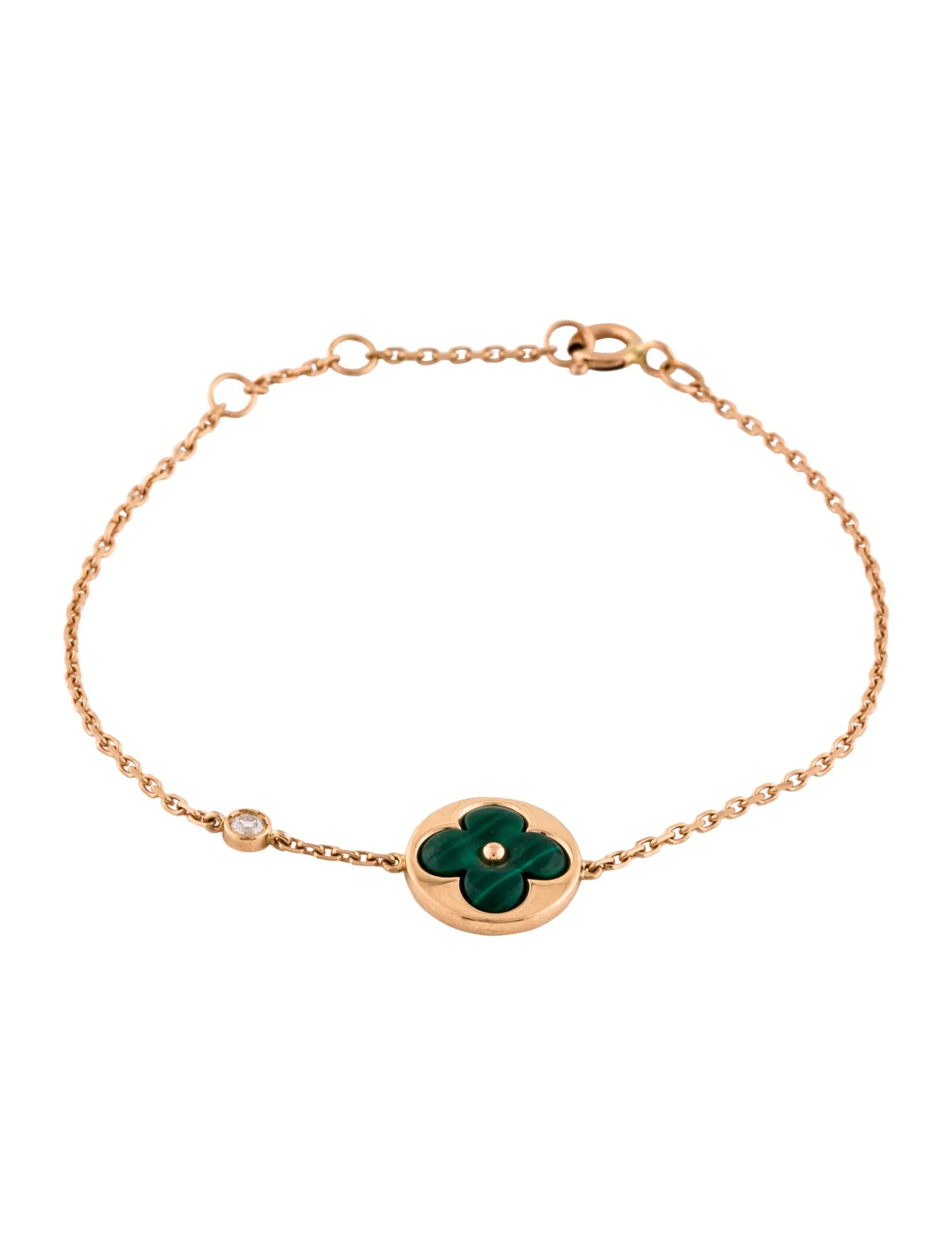 [CLOVER JEWELRY]SUN MALACHITE 1 DIAMOND PINK GOLD BRACELET