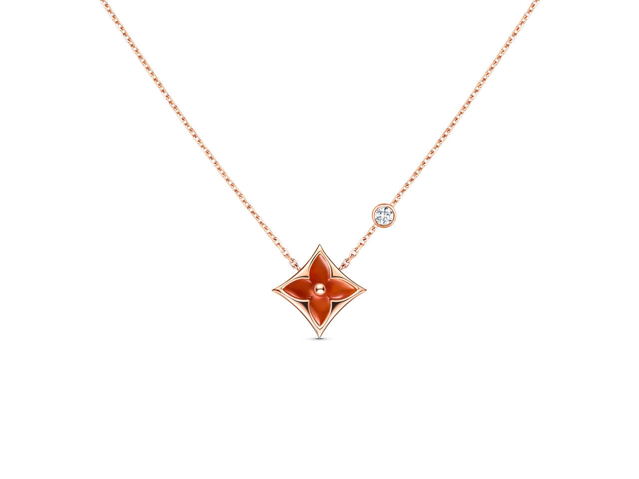 [CLOVER JEWELRY]STAR NECKLACE PINK GOLD 1 DIAMOND