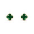 [Camiery] VA CLOVER 1 MOTIFS MALACHITE GOLD EARRINGS