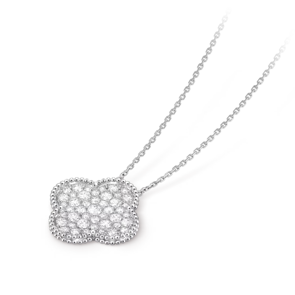 [Camiery] VA CLOVER 25MM LARGE  DIAMOND WHITE GOLD NECKLACE