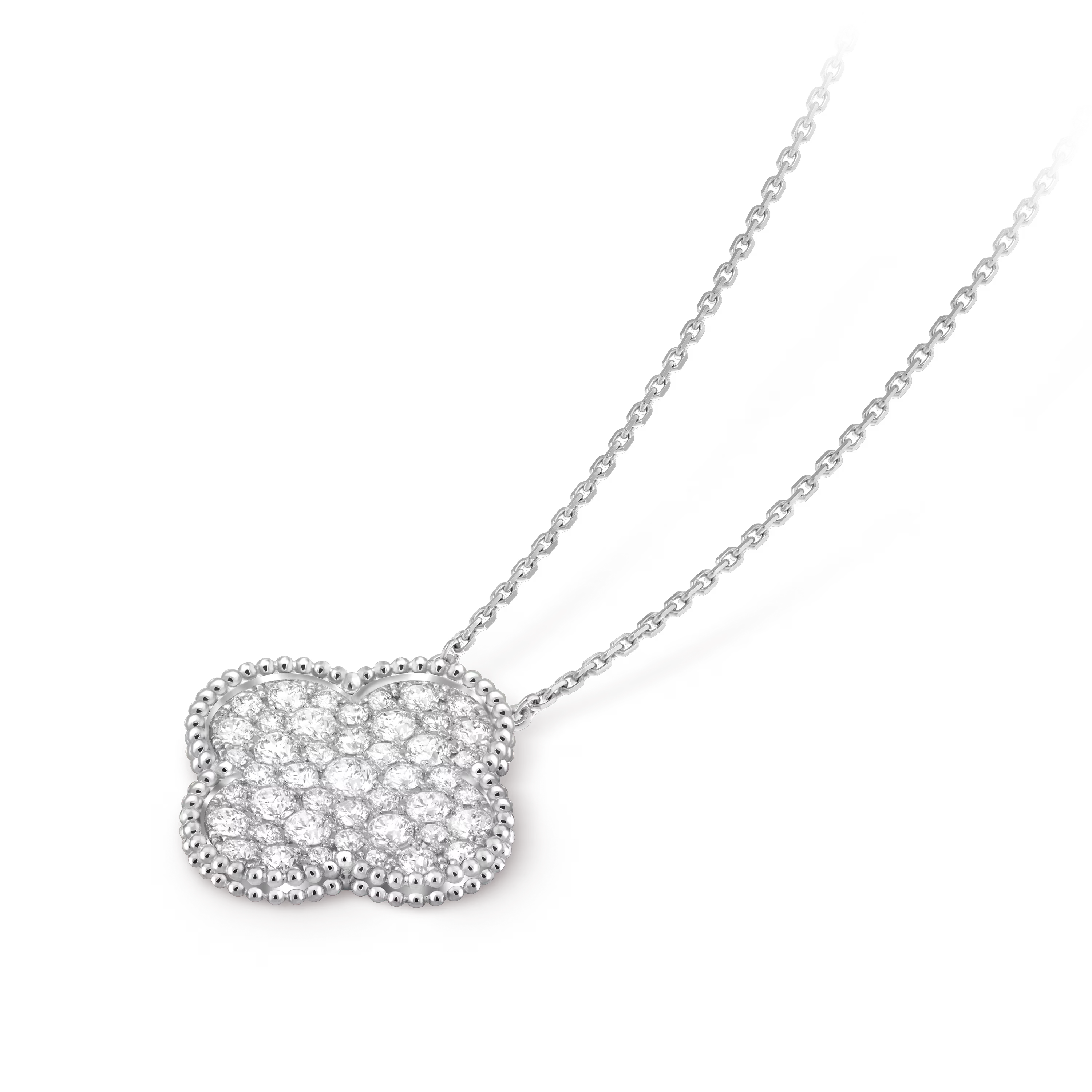 [Camiery] VA CLOVER 25MM LARGE  DIAMOND WHITE GOLD NECKLACE