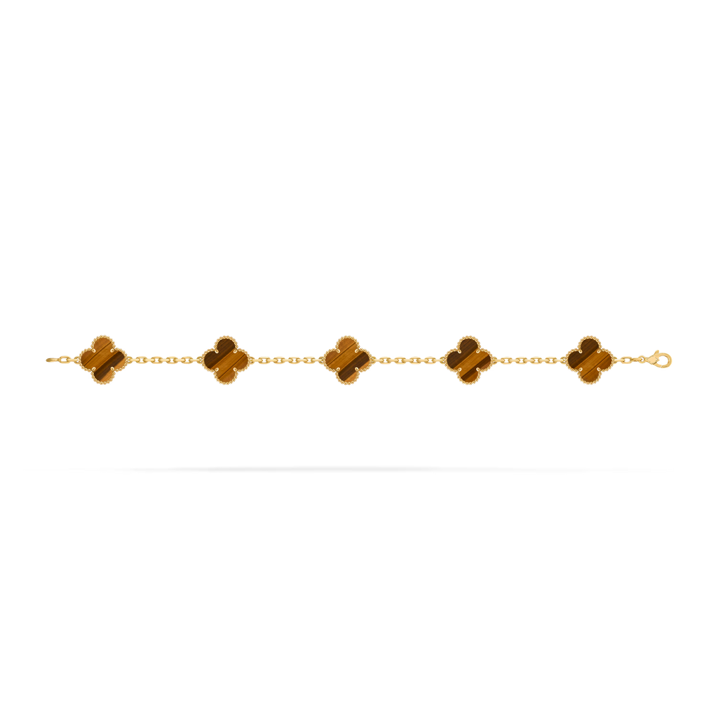 [Camiery] VA CLOVER 5 MOTIFS TIGER EYE BRACELET