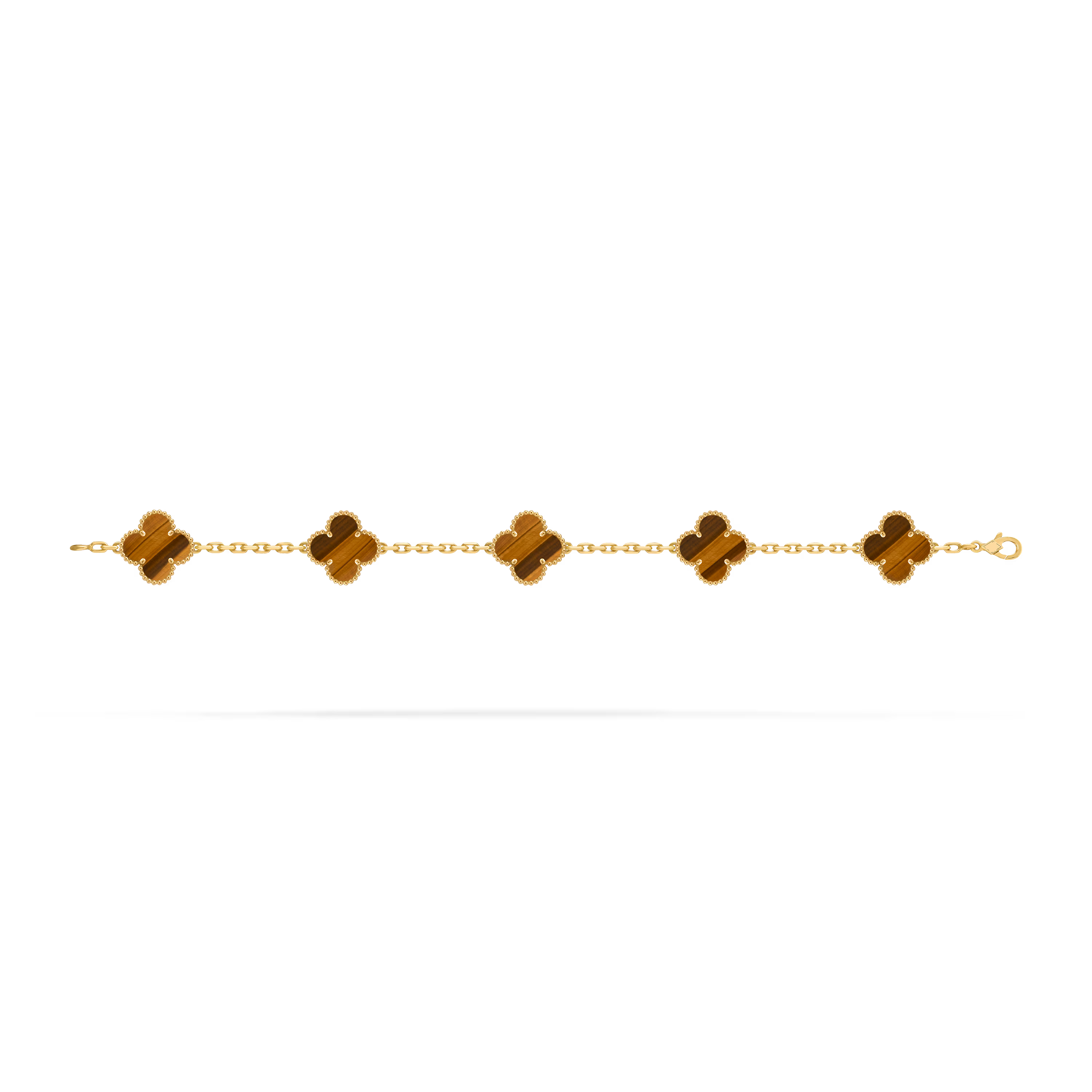 [Camiery] VA CLOVER 5 MOTIFS TIGER EYE BRACELET