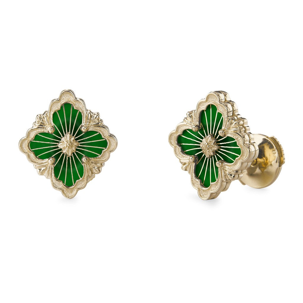 [Camiery]OPERA TULLE GOLD BUTTON EARRINGS ENAMELED ELEMENT
