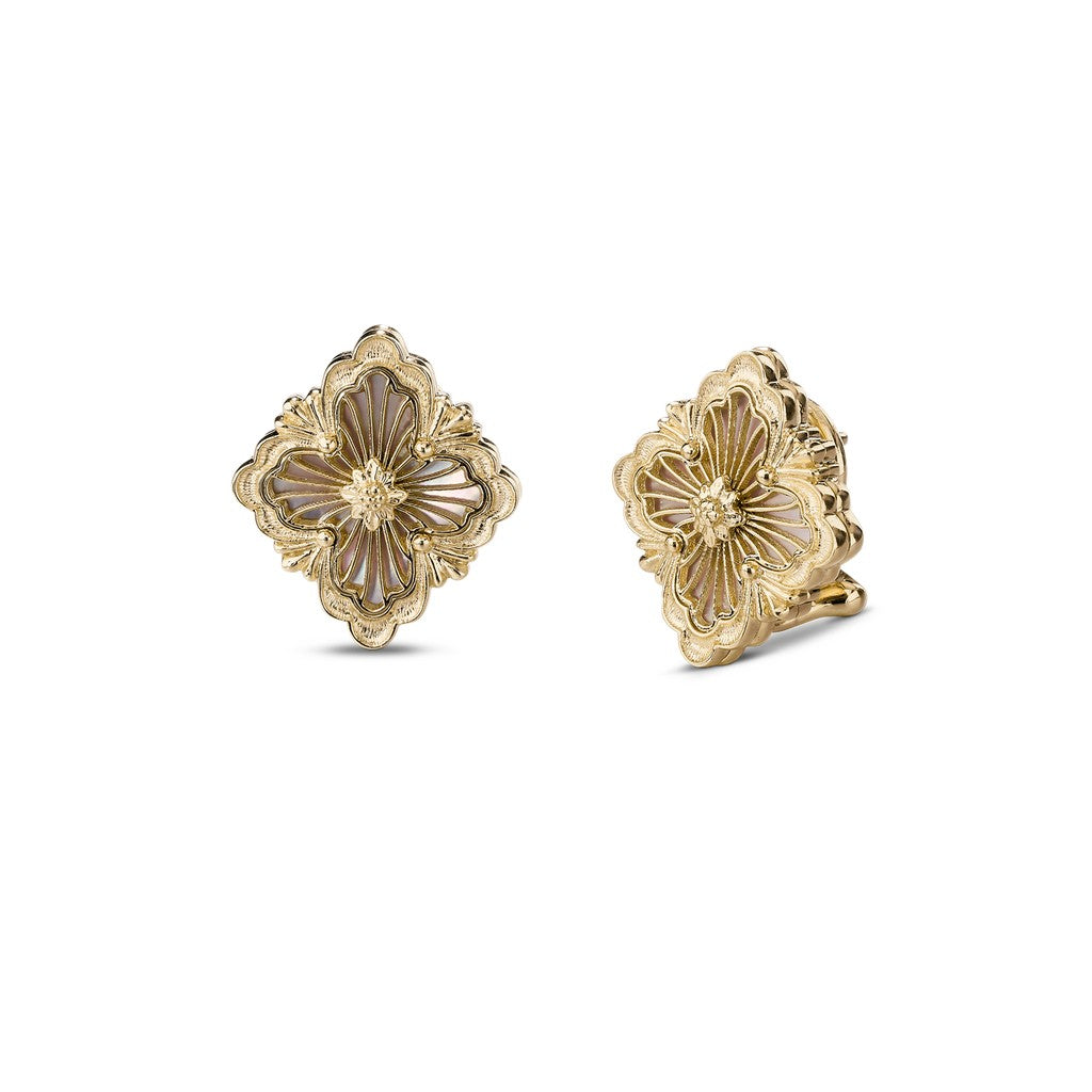 [Camiery]OPERA TULLE GOLD BUTTON EARRINGS ENAMELED ELEMENT
