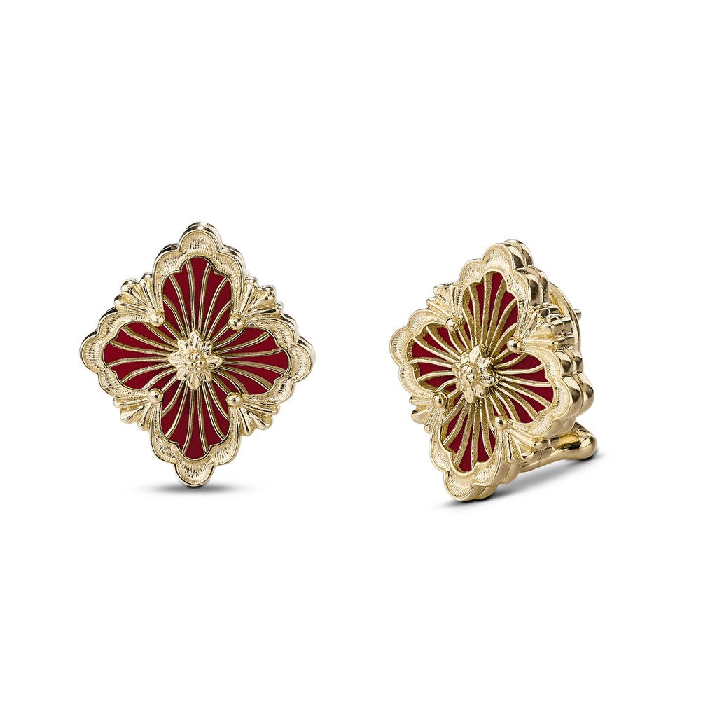 [Camiery]OPERA TULLE GOLD BUTTON EARRINGS ENAMELED ELEMENT