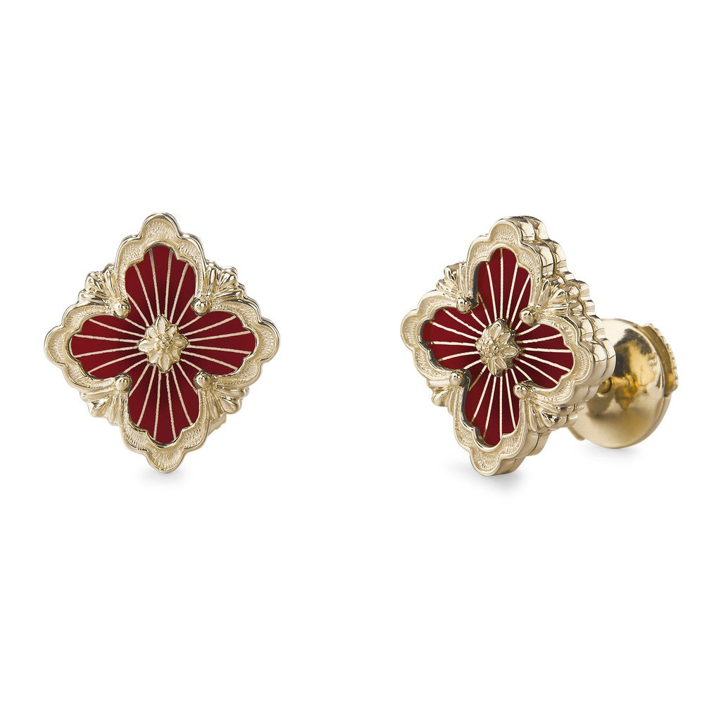[Camiery]OPERA TULLE GOLD BUTTON EARRINGS ENAMELED ELEMENT