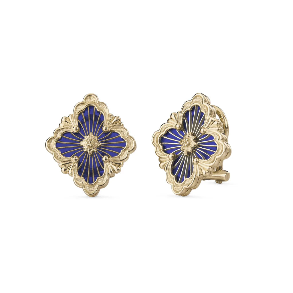 [Camiery]OPERA TULLE GOLD BUTTON EARRINGS ENAMELED ELEMENT