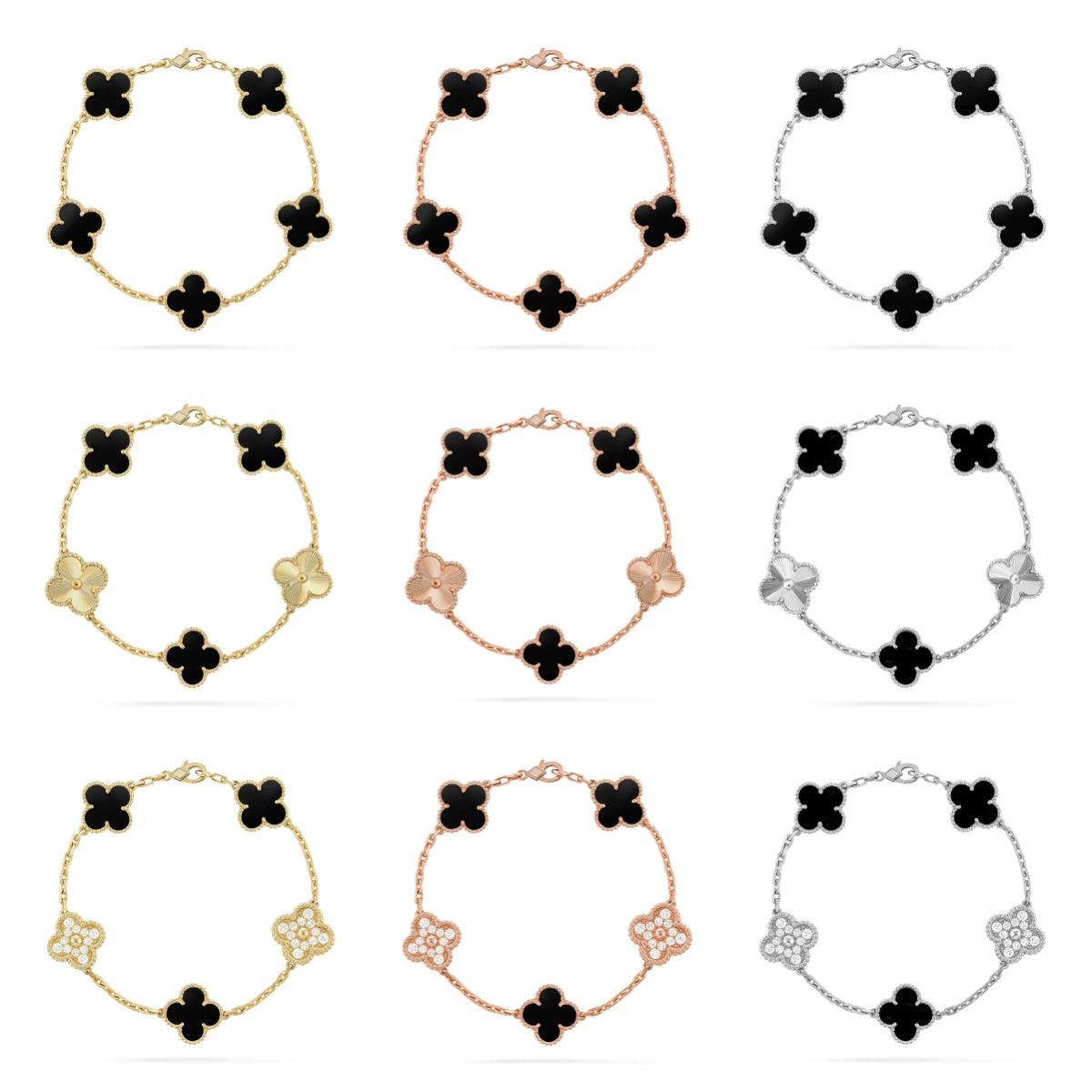 [Camiery] CLOVER 5 MOTIF ONYXS BRACELET COLLECTION