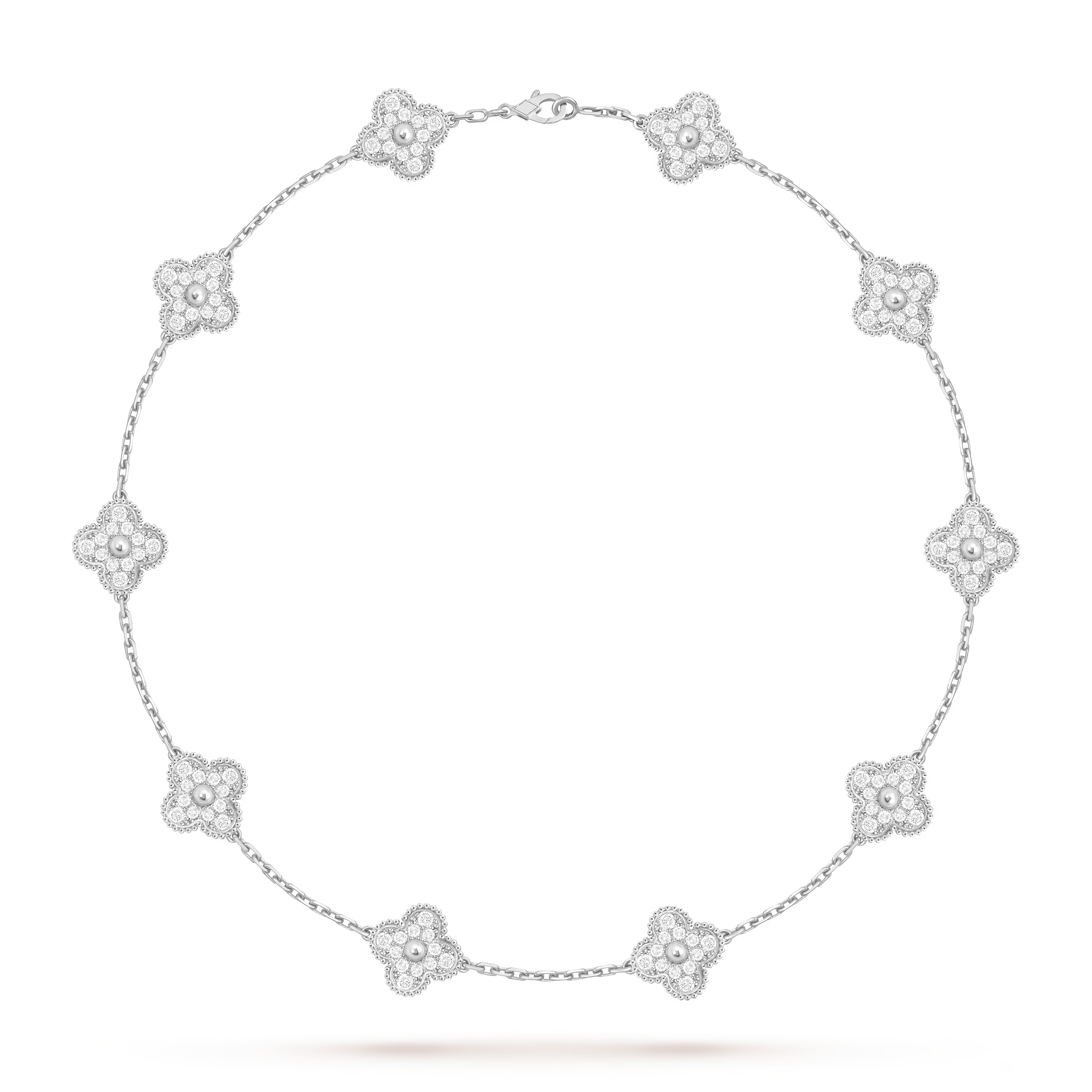 [Camiery] VA CLOVER 10 MOTIFS DIAMOND WHITE GOLD NECKLACE