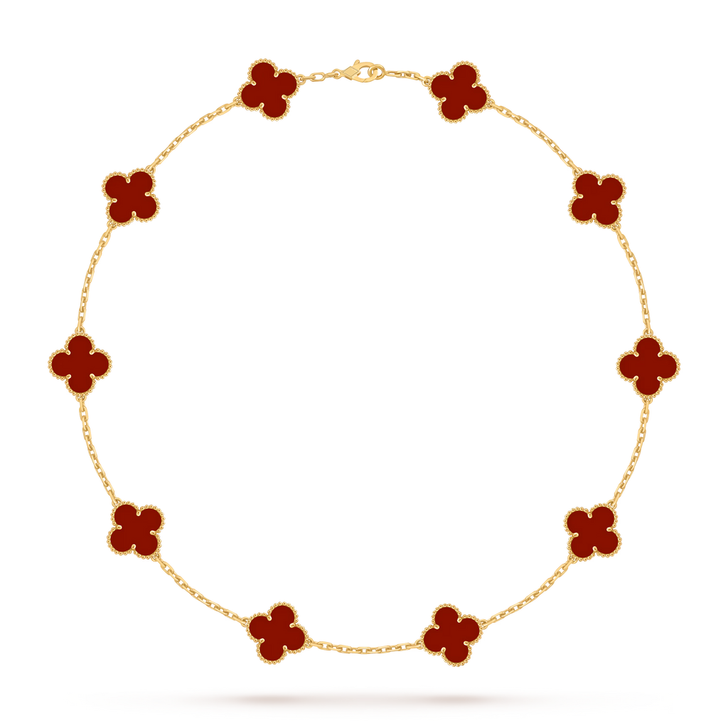 [Camiery] VA CLOVER 10 MOTIFS CARNELIAN NECKLACE