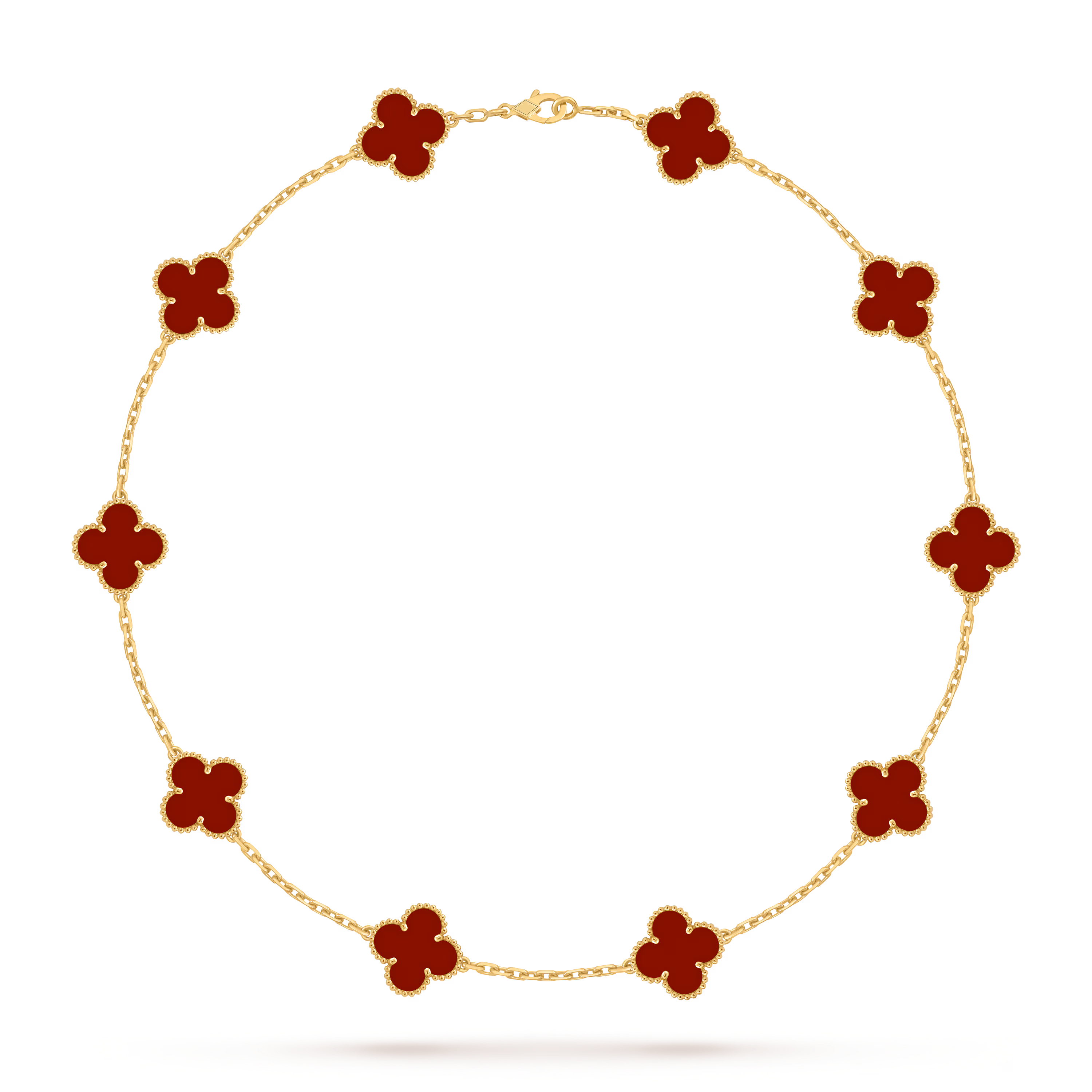 [Camiery] VA CLOVER 10 MOTIFS CARNELIAN NECKLACE