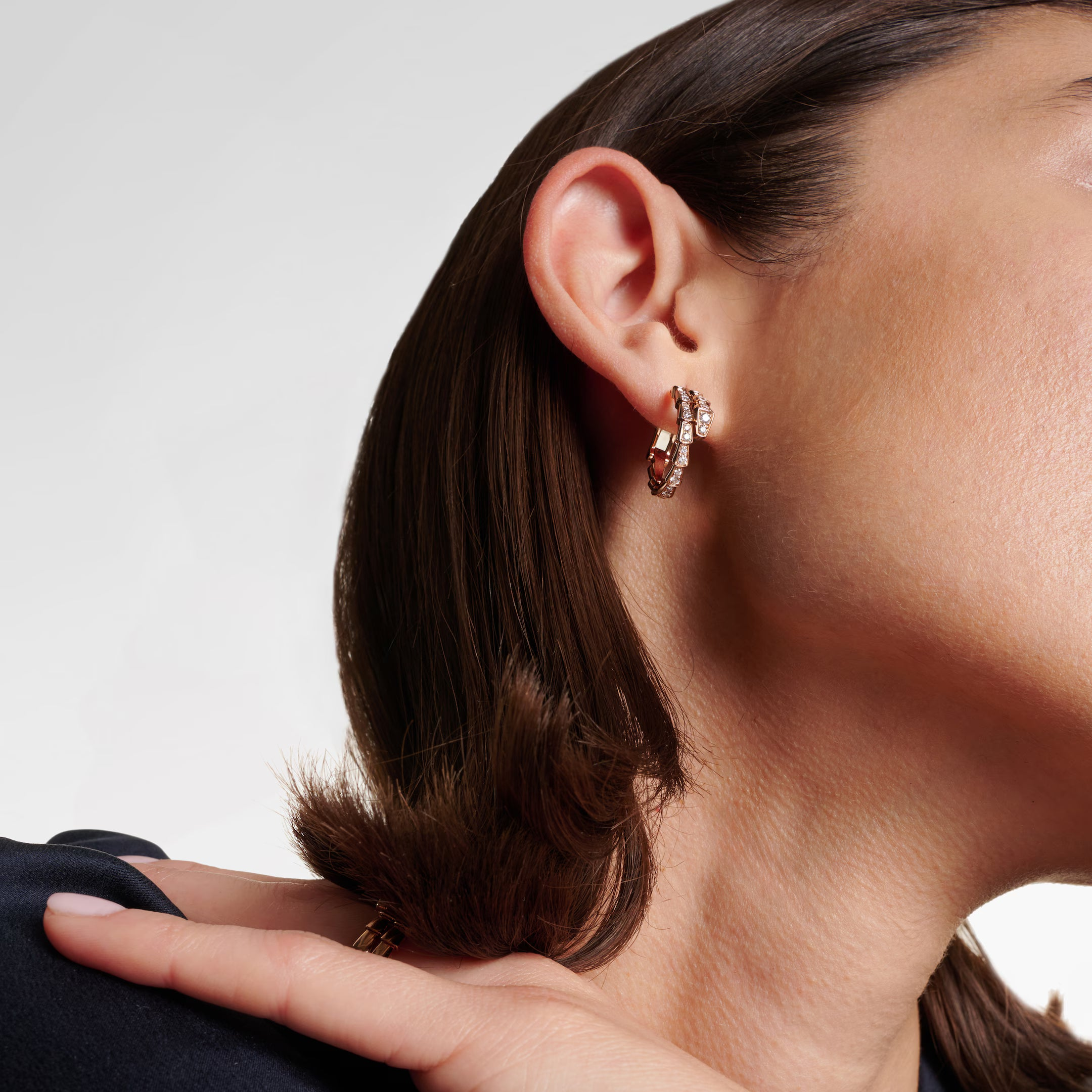 [Camiery] SNAKE-SHAPED FULL DIAMOND EARRINGS (ROSE GOLD)