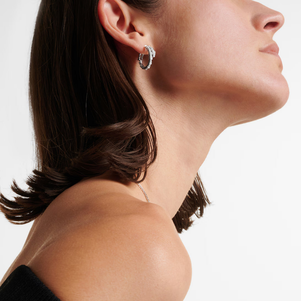 [Camiery] SNAKE-SHAPED FULL DIAMOND EARRINGS (WHITE GOLD)