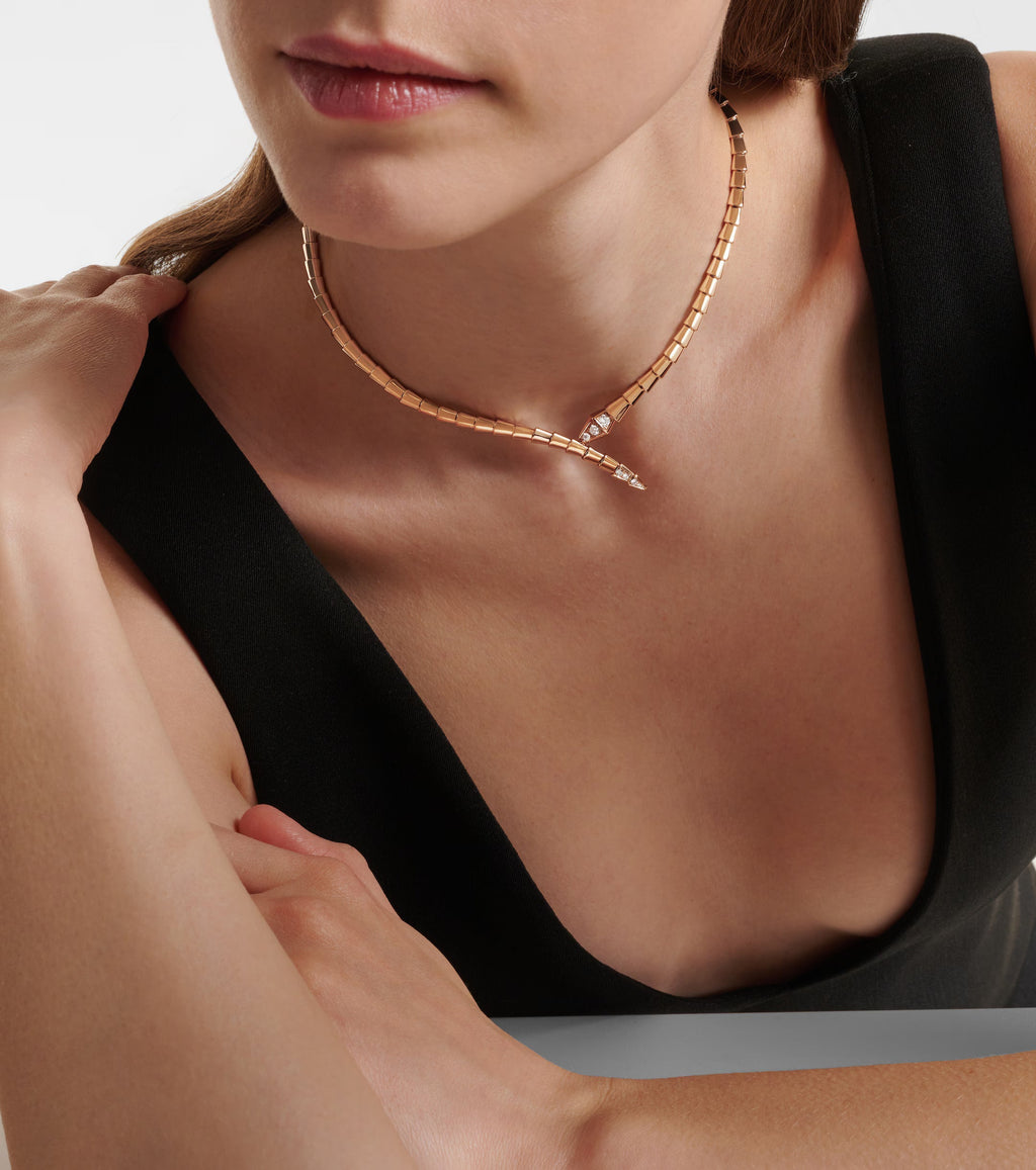 [Camiery] SNAKE-SHAPED DIAMOND NECKLACE (ROSE GOLD)