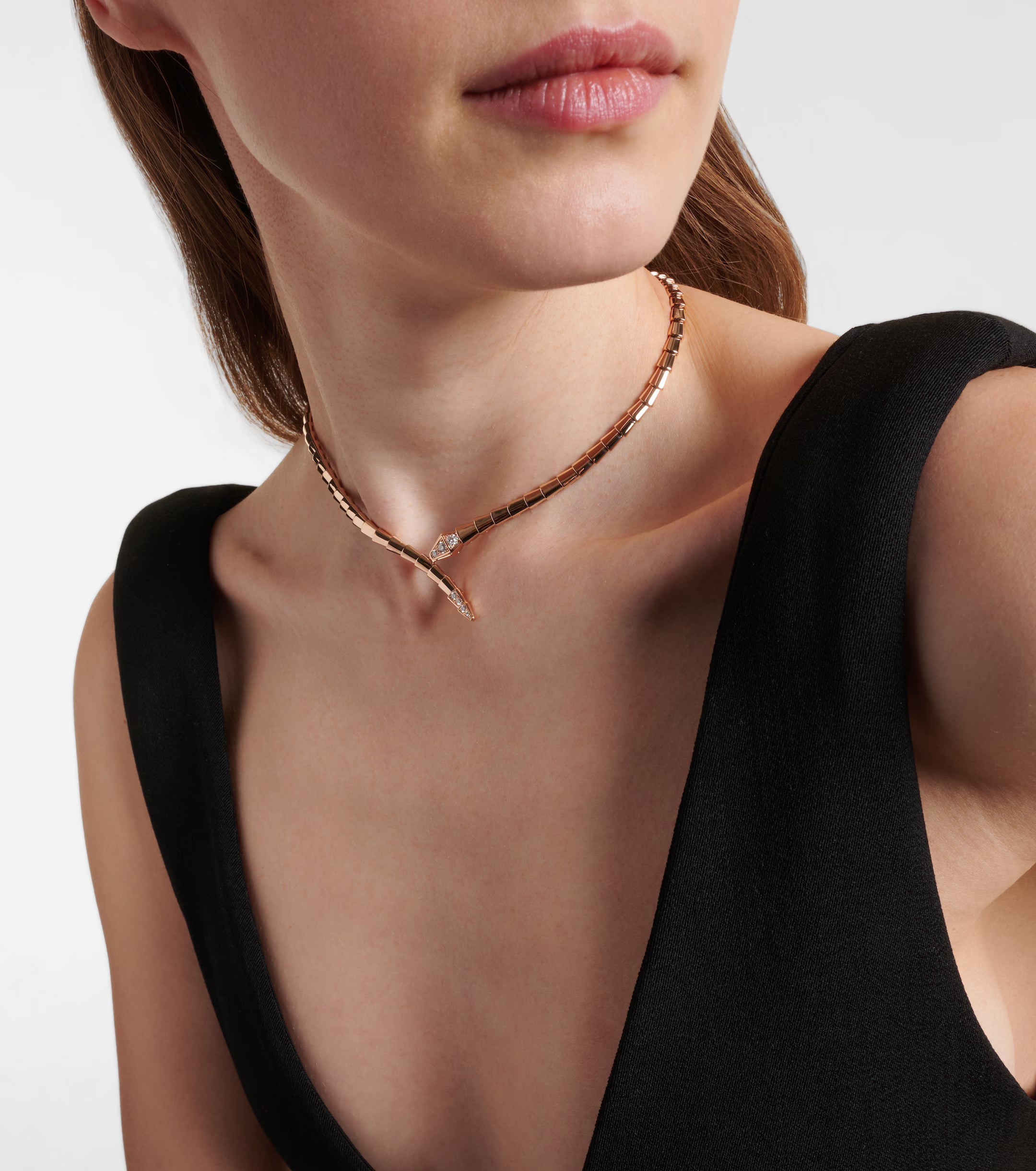 [Camiery] SNAKE-SHAPED DIAMOND NECKLACE (ROSE GOLD)